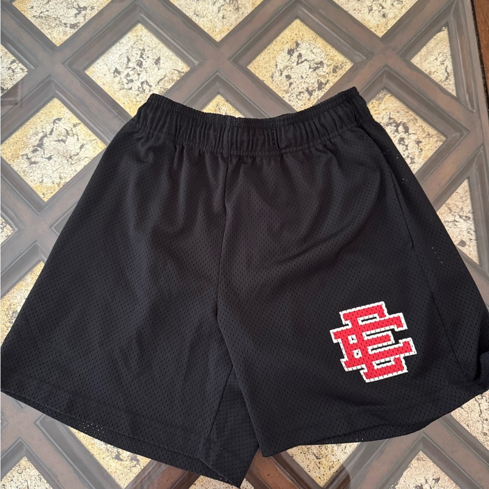 Eric Emanuel Black Athletic Shorts with Red Logo